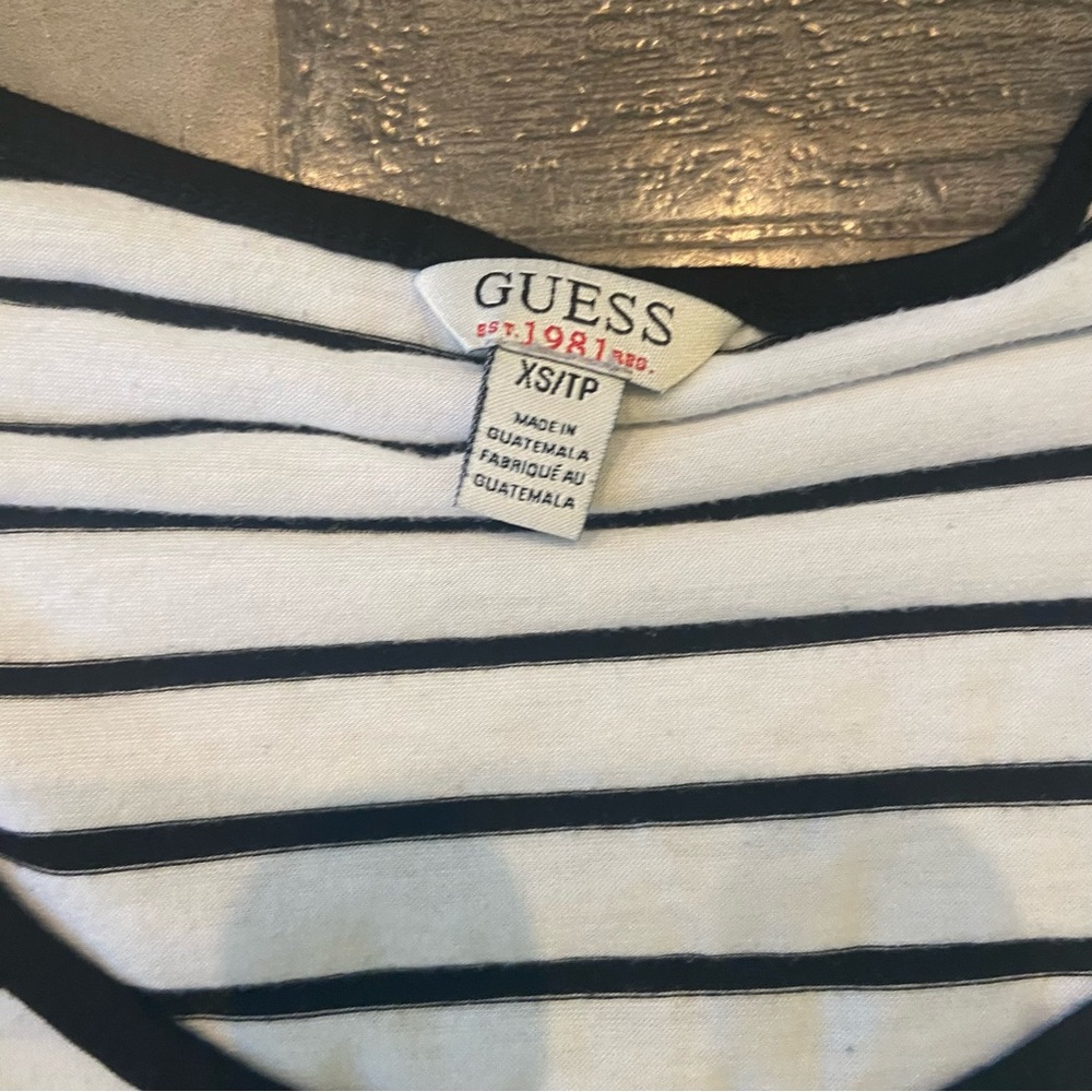 Guess Black and White Striped Short Sleeve Top - Picture 2 of 8
